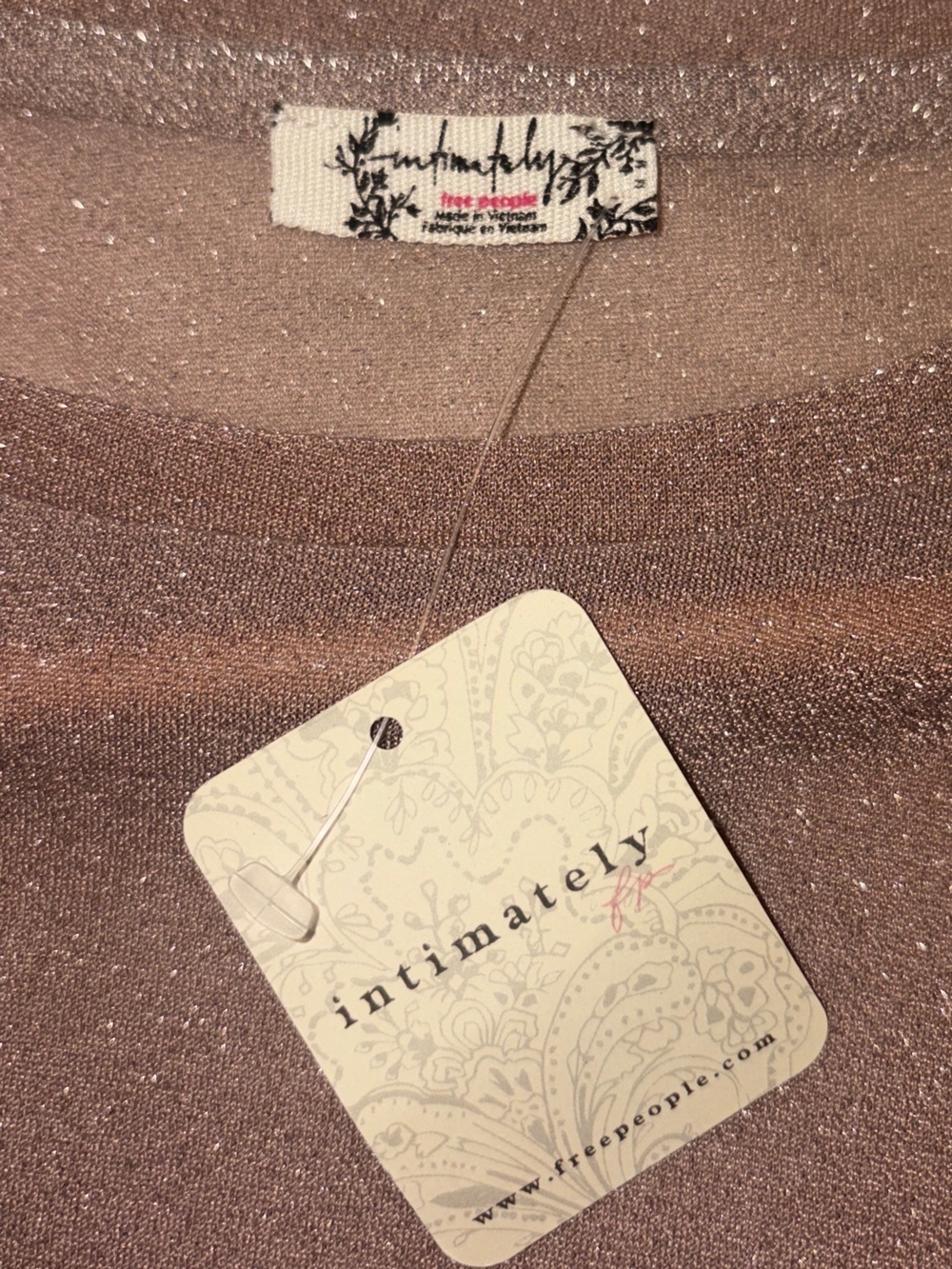 Free People | NWT Mauve Sparkle Knit Sheer Layering Top - Picture 4 of 4